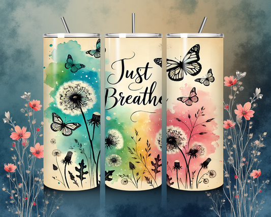 Blumen Tumbler „just breathe“ – Stilvoll entspannen und bewusst genießen