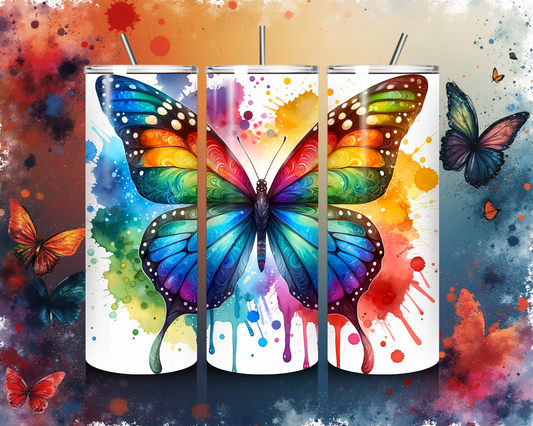 Tumbler „Schmetterling Wasserfarbe“ – Kunstvolles Design trifft auf praktische Funktion