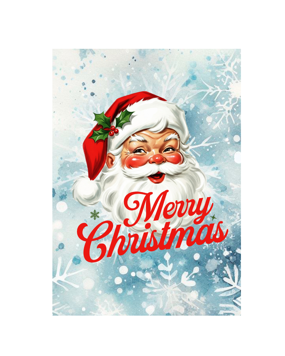 Weihnachtskarte Santa Claus DIN A5 – Klassische Merry Christmas Karte mit Weihnachtsmann &amp; Schneeflocken | Karte mit Umschlag