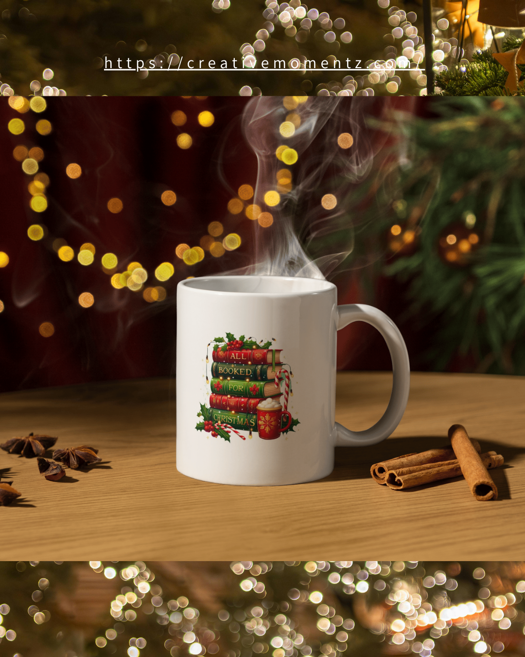 Weihnachtstasse für Buchliebhaber | „All Booked for Christmas“ | Cozy Xmas Mug | Geschenk für Leseratten & Bibliophile | Bücher Tasse Weihnachten