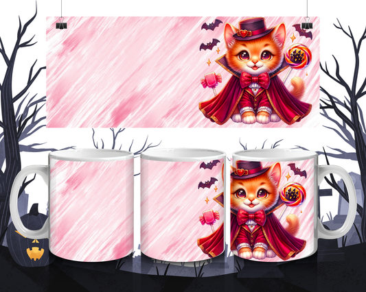 Süße Katze mit Hexenhut und Umhang Tasse – Kawaii Halloween & Herbst Design, Geschenkidee für Katzen-  Hexenfans, Spülmaschinenfest