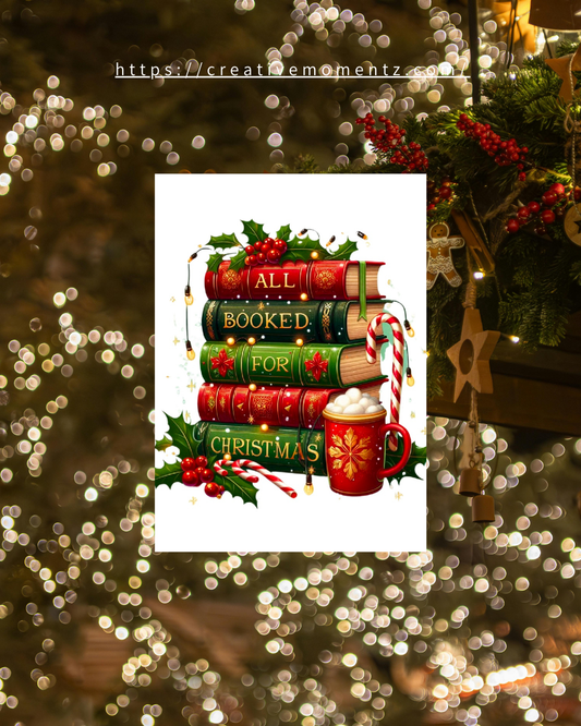 Weihnachtstasse für Buchliebhaber | „All Booked for Christmas“ | Cozy Xmas Mug | Geschenk für Leseratten & Bibliophile | Bücher Tasse Weihnachten