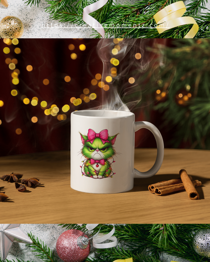 Lustige Weihnachtstasse mit Katze | Grumpy Christmas Cat | Witzige Xmas Mug | Geschenk für Katzenliebhaber & Kollegen | Lustige Tier Tasse Weihnachten