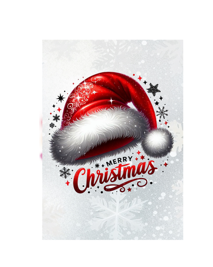 Weihnachtskarte mit roter Nikolausmütze – Klassische Weihnachtskarte zum Sofort-Download