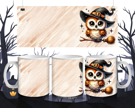 Süße Eule mit Hexenhut auf Besen Tasse – Kawaii Halloween  Herbst Design, Geschenkidee für Tier- & Hexenfans, Spülmaschinenfest