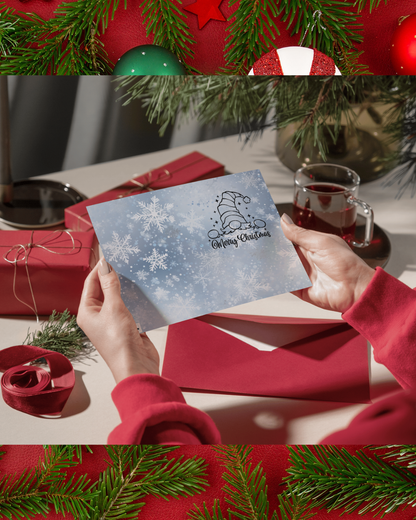 Weihnachtskarte mit Wichtel – Verspielte Weihnachtskarte zum Sofort-Download