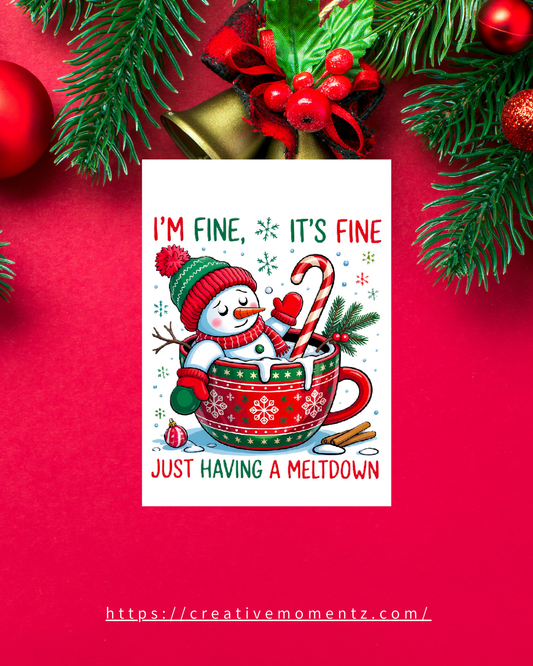 Lustige Schneemann-Weihnachtstasse – "I’m Fine, It’s Fine" – Perfekt für Humor-Liebhaber! 🎄☕