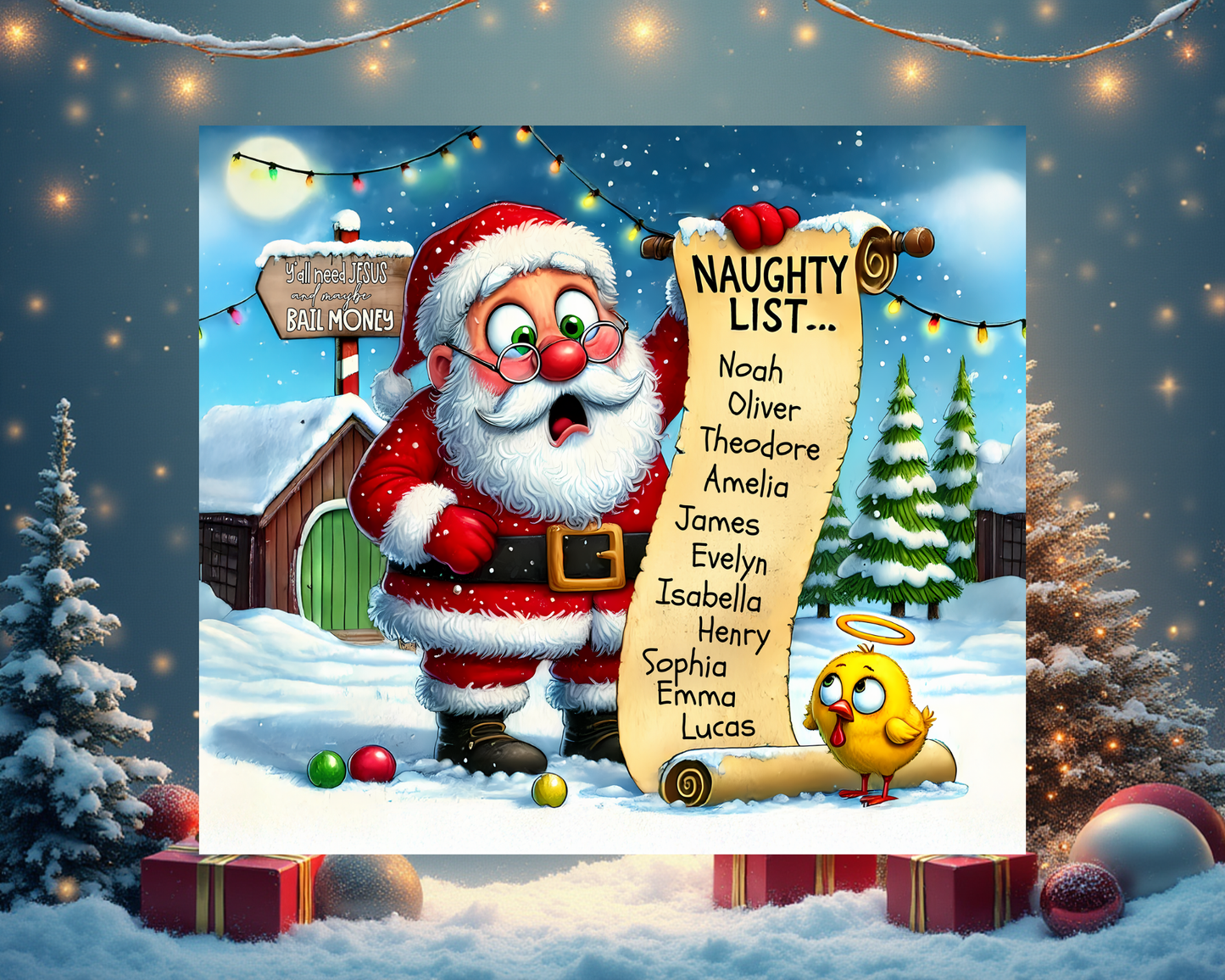 🎅 “Naughty List” Christmas Tumbler von Creative Momentz – Humorvoller Weihnachtsbecher für Freigeister 🎄