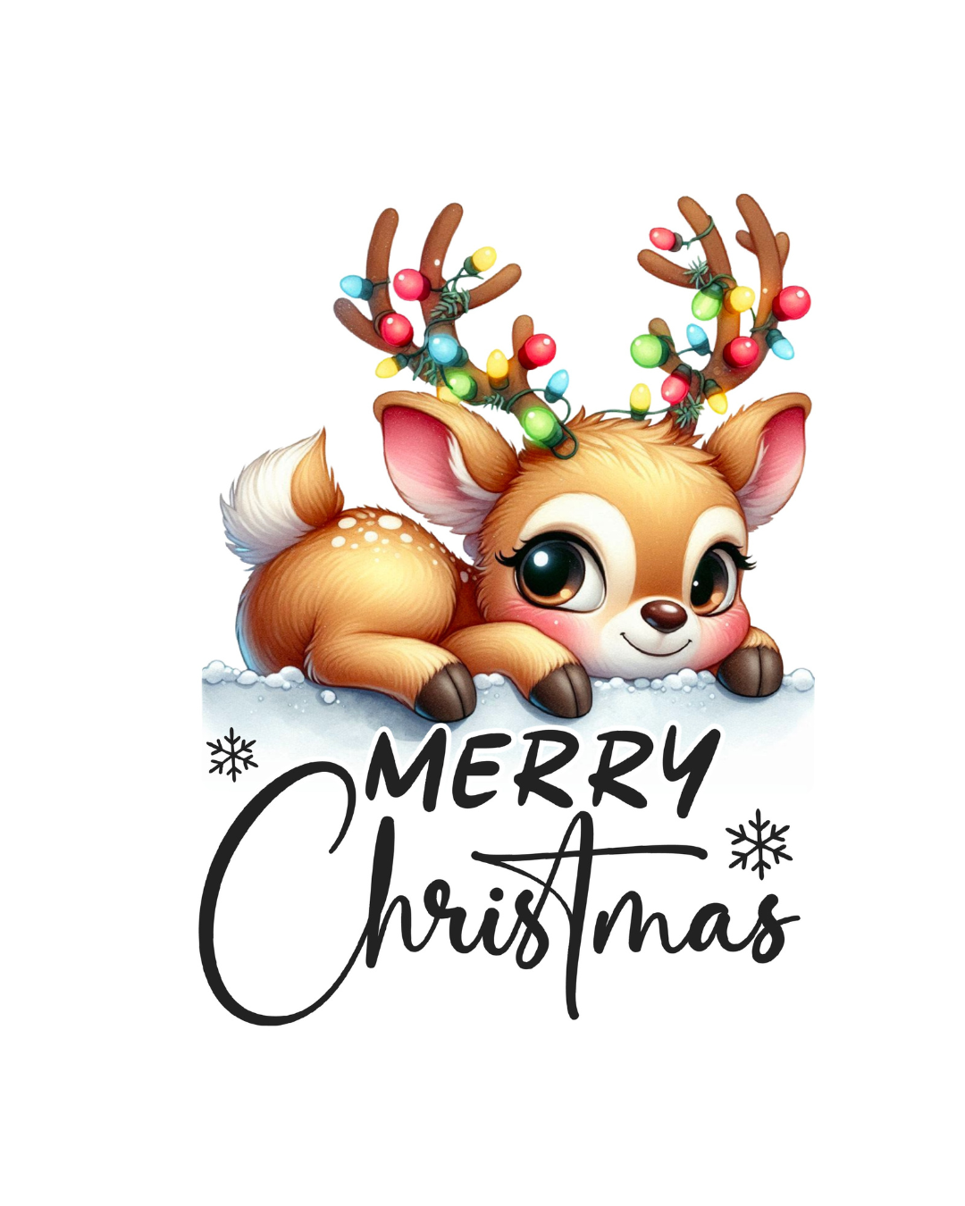 Weihnachtskarte Rentier DIN A5 – Niedliche Merry Christmas Karte mit Lichterkette | Weihnachtskarte mit Umschlag