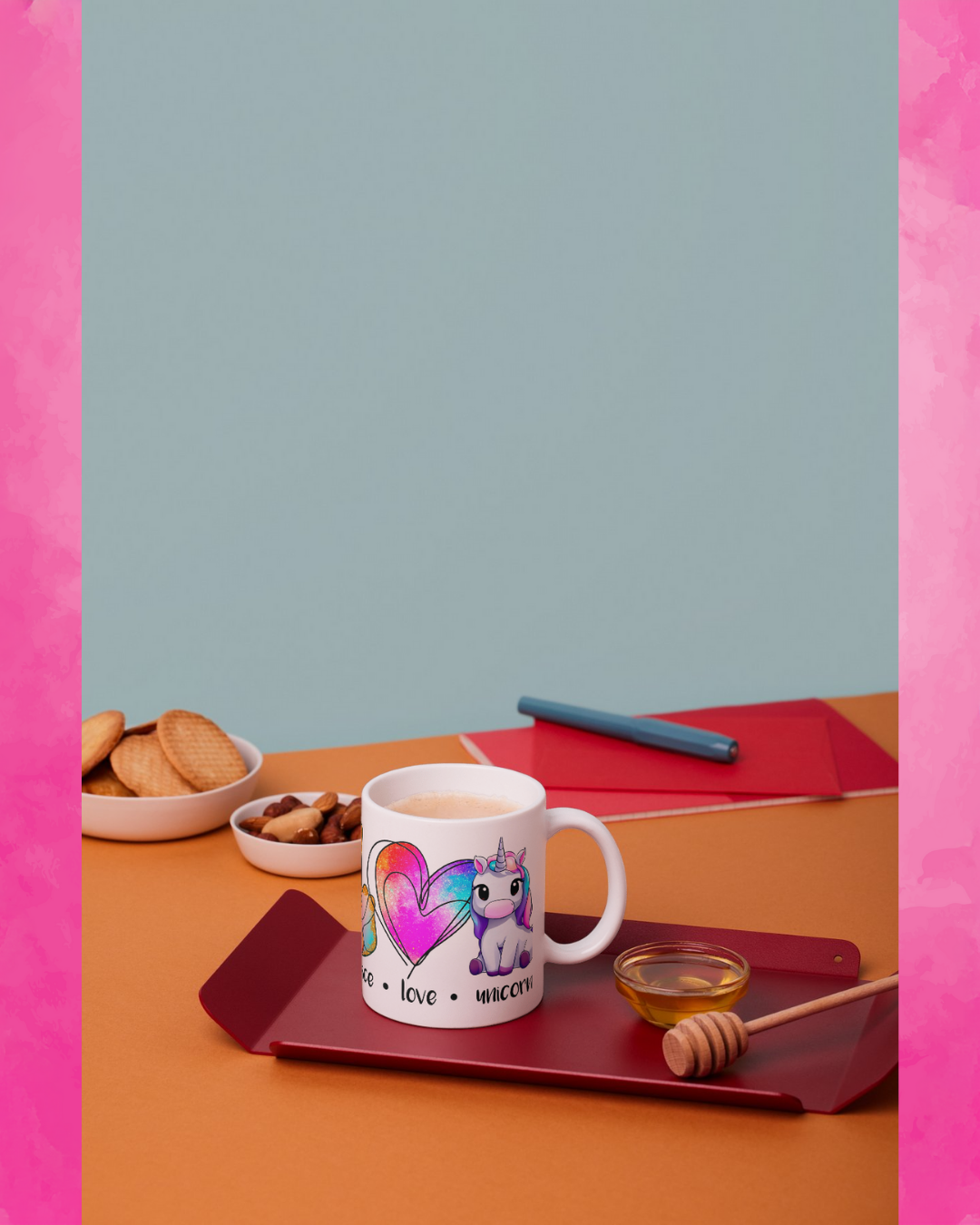 Magical Unicorn Mug – Peace, Love &amp; Unicorns | Gift idea for unicorn fans | Coffee mug with the saying "Love"