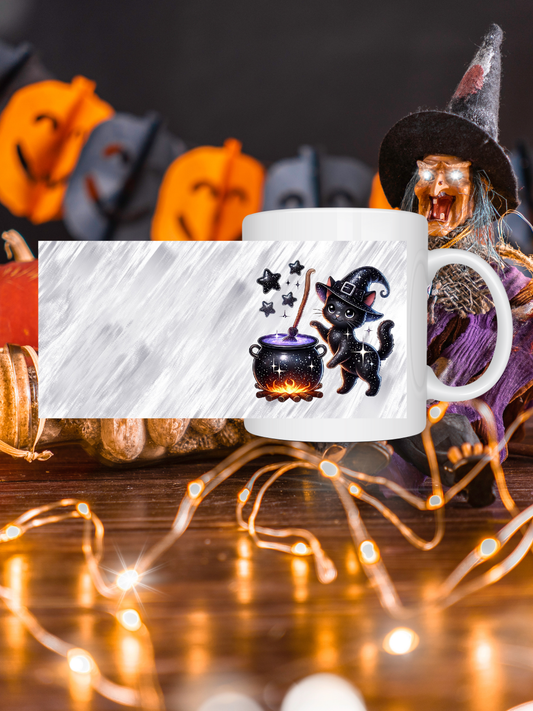 Tasse Katze & Zaubertopf – Magischer Kaffeebecher, Geschenk für Katzenliebhaber  Hexenfans, Spülmaschinenfest, Witchy Mug