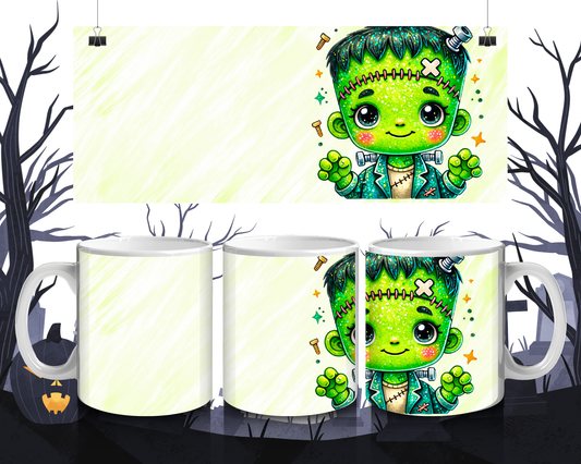 Kawaii Tasse Süßer Frankenstein | Halloween Keramiktasse 330 ml | Lustiges Monster Geschenk für Kinder & Erwachsene