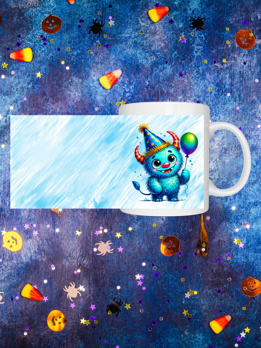 Blaues Süßes Monster Tasse – Kawaii Party Design, Geschenkidee für Kinder & Monsterfans, Halloween Geburtstag, Spülmaschinenfest