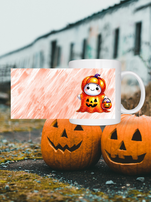 Süßer Geist im Kürbiskostüm Tasse – Kawaii Halloween & Herbst Design, Geschenkidee für Kinder  Spooky Fans, Spülmaschinenfest