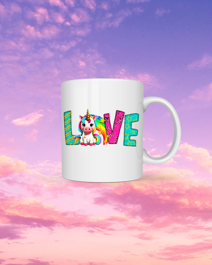 Magical Unicorn Mug – Peace, Love &amp; Unicorns | Gift idea for unicorn fans | Coffee mug with the saying "Love"
