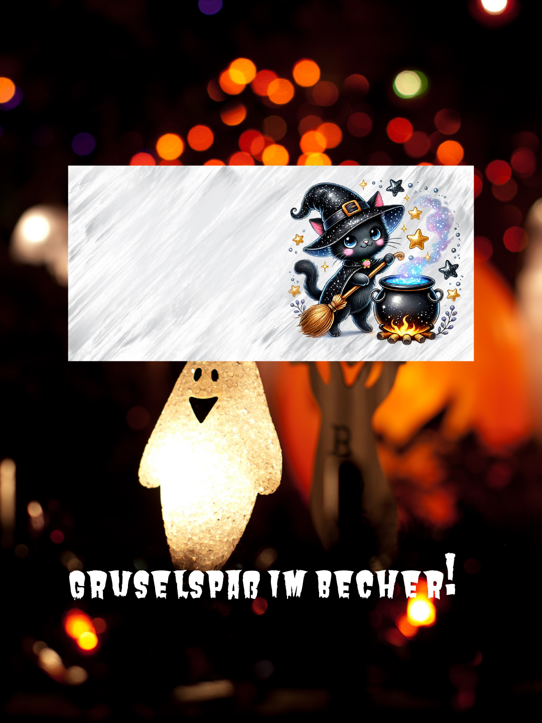Kawaii Tasse Katze mit Hexenhut & Zauberkessel | Halloween Keramiktasse 330 ml | Geschenkidee für Katzen-  Herbstfans