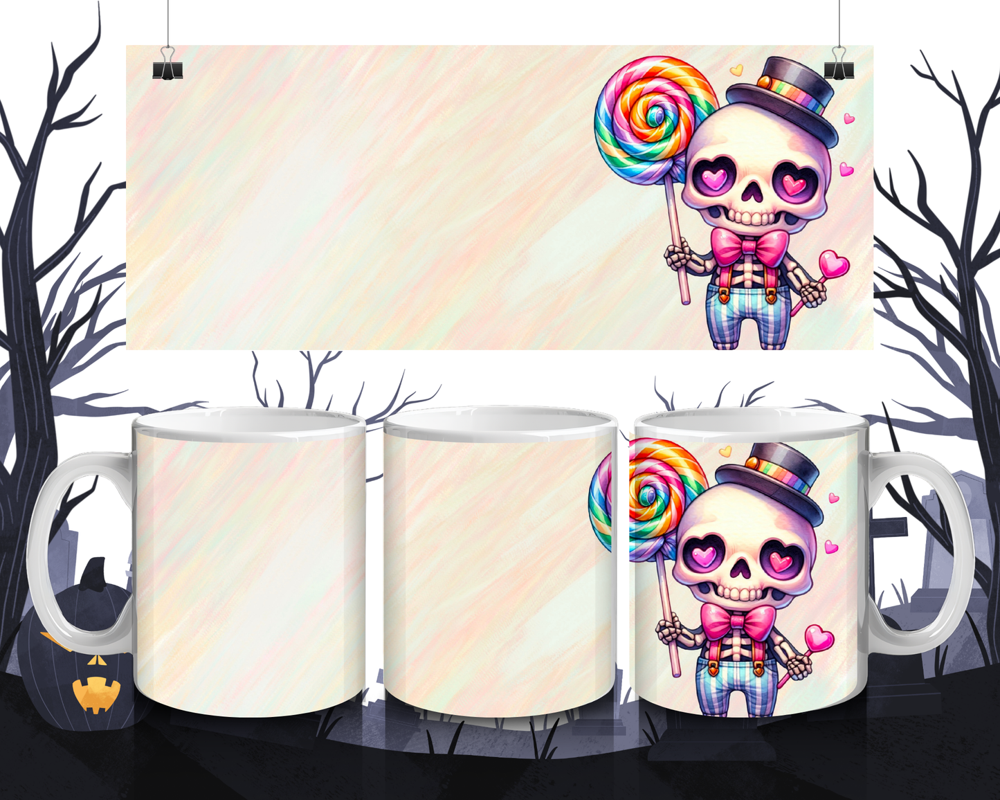 Halloween Tasse mit Skelett & Zylinder – Süßes Spooky Design, Geschenkidee Herbst  Gothic Style, Kaffee-  Teetasse, Spülmaschinenfest