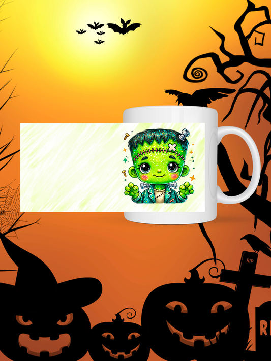Kawaii Tasse Süßer Frankenstein | Halloween Keramiktasse 330 ml | Lustiges Monster Geschenk für Kinder & Erwachsene