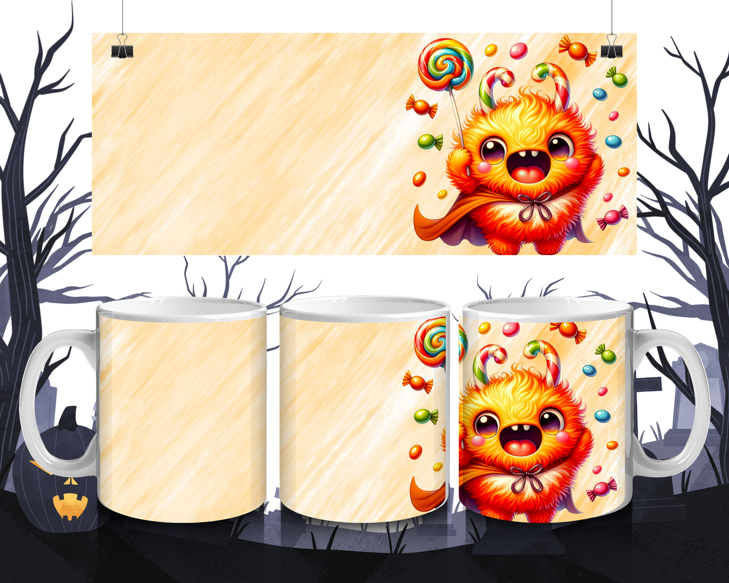 Süße Monster Tasse – Kawaii Halloween & Herbst Design, Geschenkidee für Kinder  Erwachsene, Kaffee-  Teetasse, Spülmaschinenfest