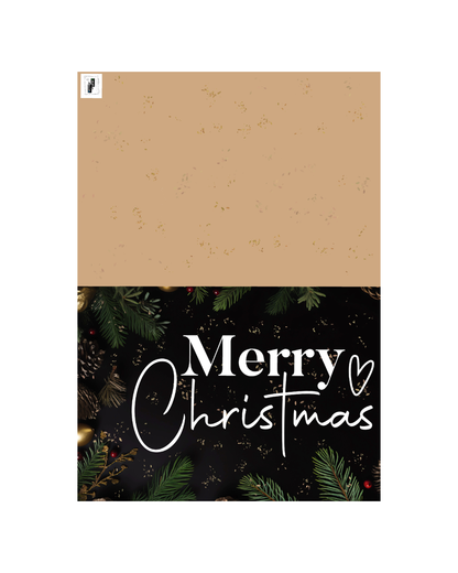 Edle Weihnachtskarte mit Tannenzweigen & Goldakzenten – Stilvolle Weihnachtskarte zum Sofort-Download