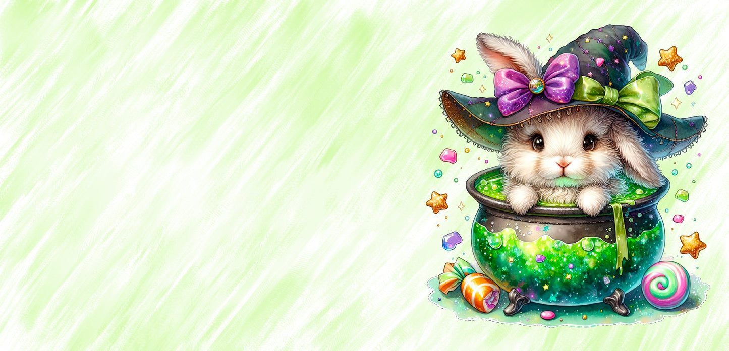 Kawaii Tasse Hase im Zaubertopf mit Hut | Magische Keramiktasse 330 ml | Süßes Geschenk für Kinder, Tier- & Herbstfans