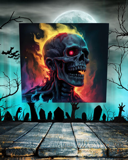 Halloween Tumbler mit Schädel und roten Augen – Stylisches Design & langlebige Funktionalität