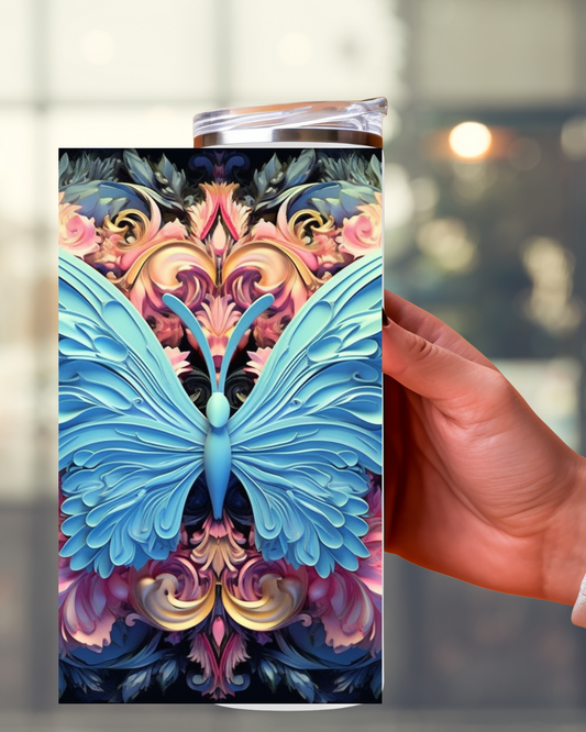 Tier Tumbler mit blauem Schmetterling – Stilvolles und langlebiges Trinkgefäß