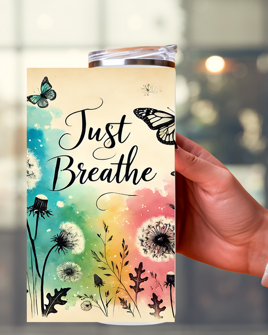 Blumen Tumbler „just breathe“ – Stilvoll entspannen und bewusst genießen