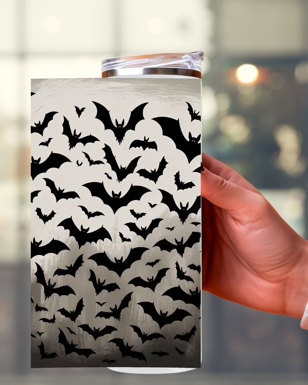 Halloween Tumbler mit Fledermaus-Motiv – Stilvoll und praktisch