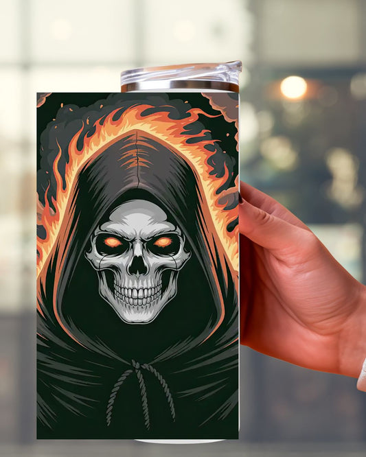 Halloween Tumbler „GrimReaper“ – Düstere Eleganz trifft praktische Funktionalität
