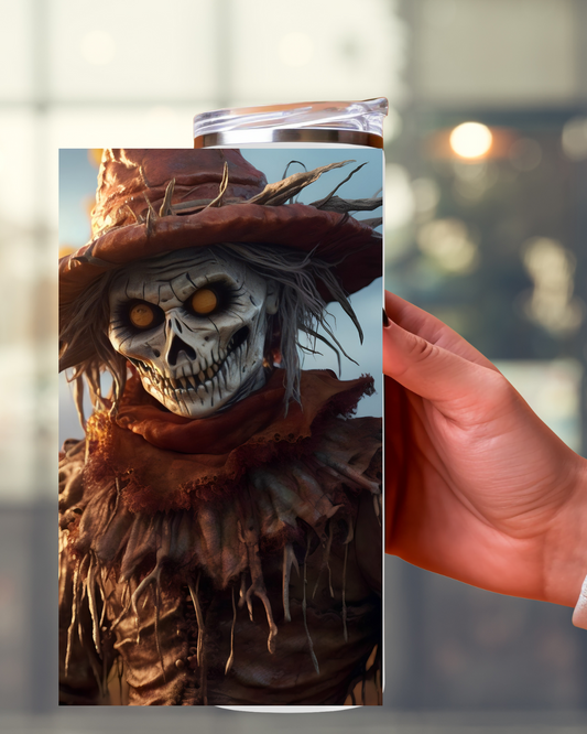 Halloween Tumbler mit Vogelscheuchen-Motiv – Gruselig und praktisch für die Herbstsaison