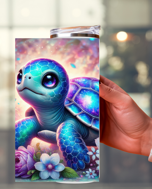 Beach Tumbler „Schildkröte lila touch“ – Stilvoller Begleiter für Strand und Alltag