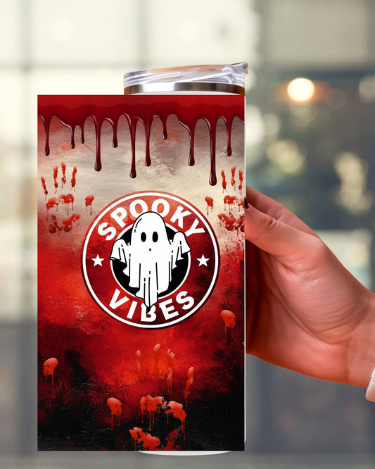 Halloween Tumbler - Spooky Vibes: Gruseliger Thermobecher mit blutigen Handabdrücken