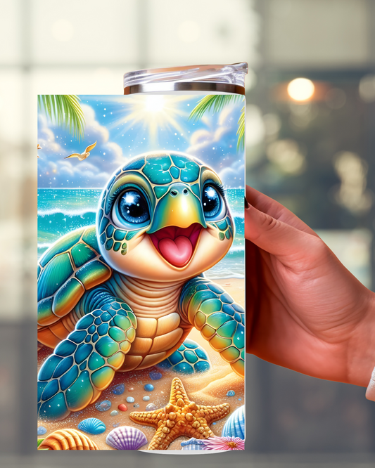 Beach Tumbler „Schildkröte glitzern in den Augen“ – Stilvolles Design trifft auf höchste Funktionalität