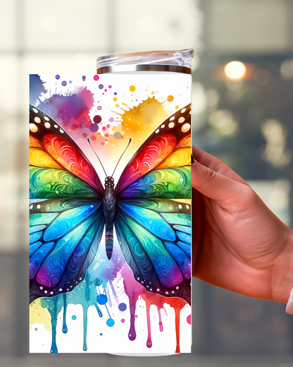 Tumbler „Schmetterling Wasserfarbe“ – Kunstvolles Design trifft auf praktische Funktion