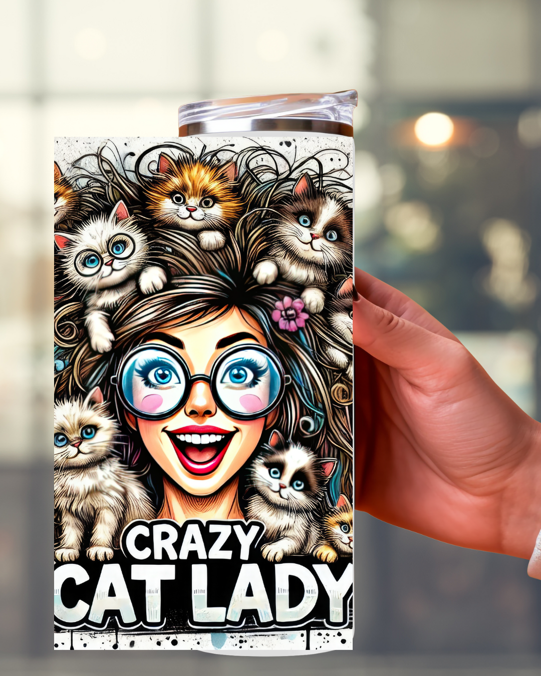 Tumbler „Crazy Cat Lady“ – Stilvoller Trinkbecher für Katzenliebhaber