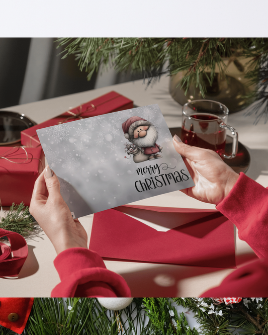 Weihnachtskarte Weihnachtsmann DIN A5 – Lustige Merry Christmas Karte im Schneeflocken-Design | Weihnachtskarte mit Umschlag