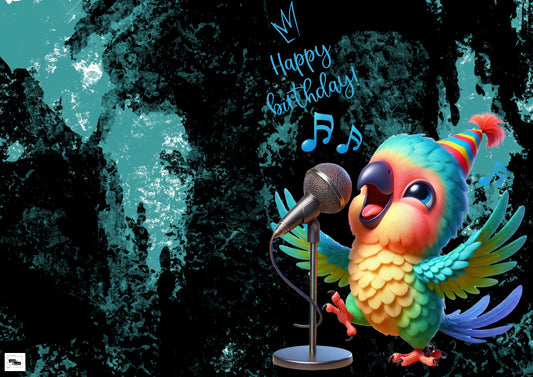 Geburtstagskarte singender Papagei mit Umschlag – Bunte Tierkarte – Lustige Klappkarte Geburtstag – Handmade Vogel Grußkarte