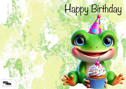 Geburtstagskarte Frosch mit Umschlag–  Grußkarte – Tiermotiv Karte zum Geburtstag – Süße Froschkarte mit Umschlag
