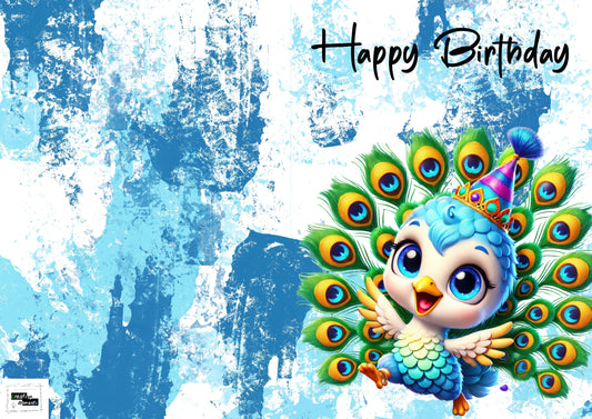 Peacock Birthday Card – Digital Download – Printable Birthday Card – PDF to Print