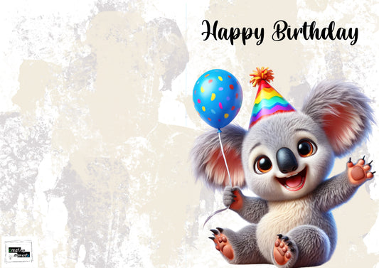 Geburtstagskarte mit Umschlag – Süßer Koala – Klappkarte zum Geburtstag – Handgemachte Grußkarte mit Umschlag