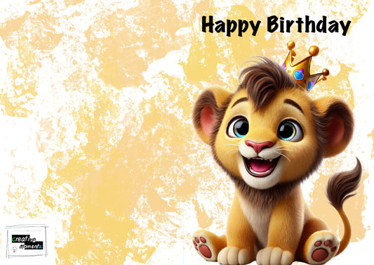 Geburtstagskarte Löwe – Digitale Karte zum Ausdrucken – Kindergeburtstag Tierkarte – Printable Lion Card – Sofort-Download für Tierfreunde
