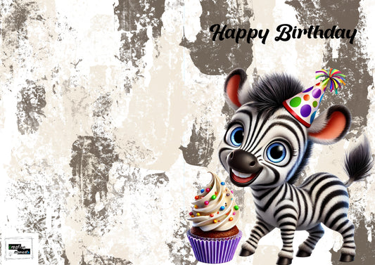 Geburtstagskarte – Stylisches Zebra-Motiv – Klappkarte zum Geburtstag – Grußkarte mit Umschlag