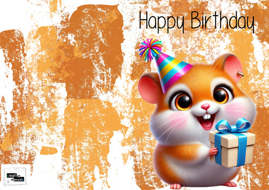 Geburtstagskarte Hamster – Digitaler Download PDF – Süße Tierkarte zum Ausdrucken – Printable Geburtstagskarte