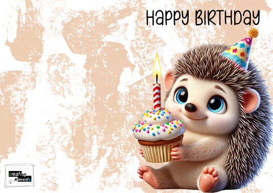 Geburtstagskarte Igel – Digitale Karte zum Ausdrucken – Niedliche Tierkarte zum Geburtstag – Printable Download für Kinder & Tierfreunde