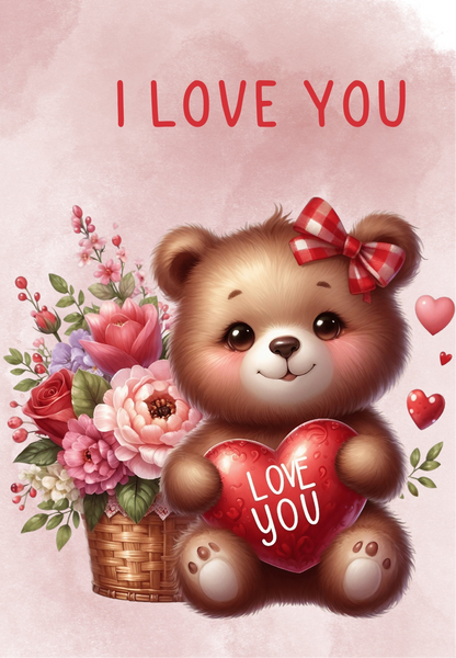 Valentinskarte Eule zum Ausdrucken | Süße Liebeskarte mit Herz & Blumen | Romantische PDF Valentinskarte | Digitaler Download