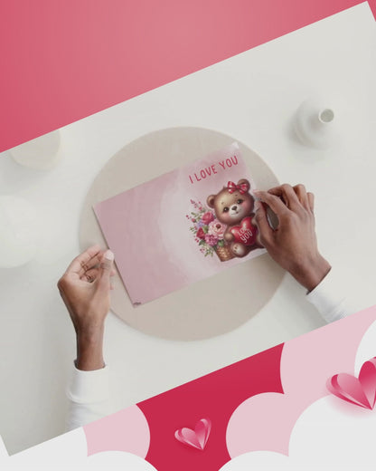 Valentinskarte Eule zum Ausdrucken | Süße Liebeskarte mit Herz & Blumen | Romantische PDF Valentinskarte | Digitaler Download